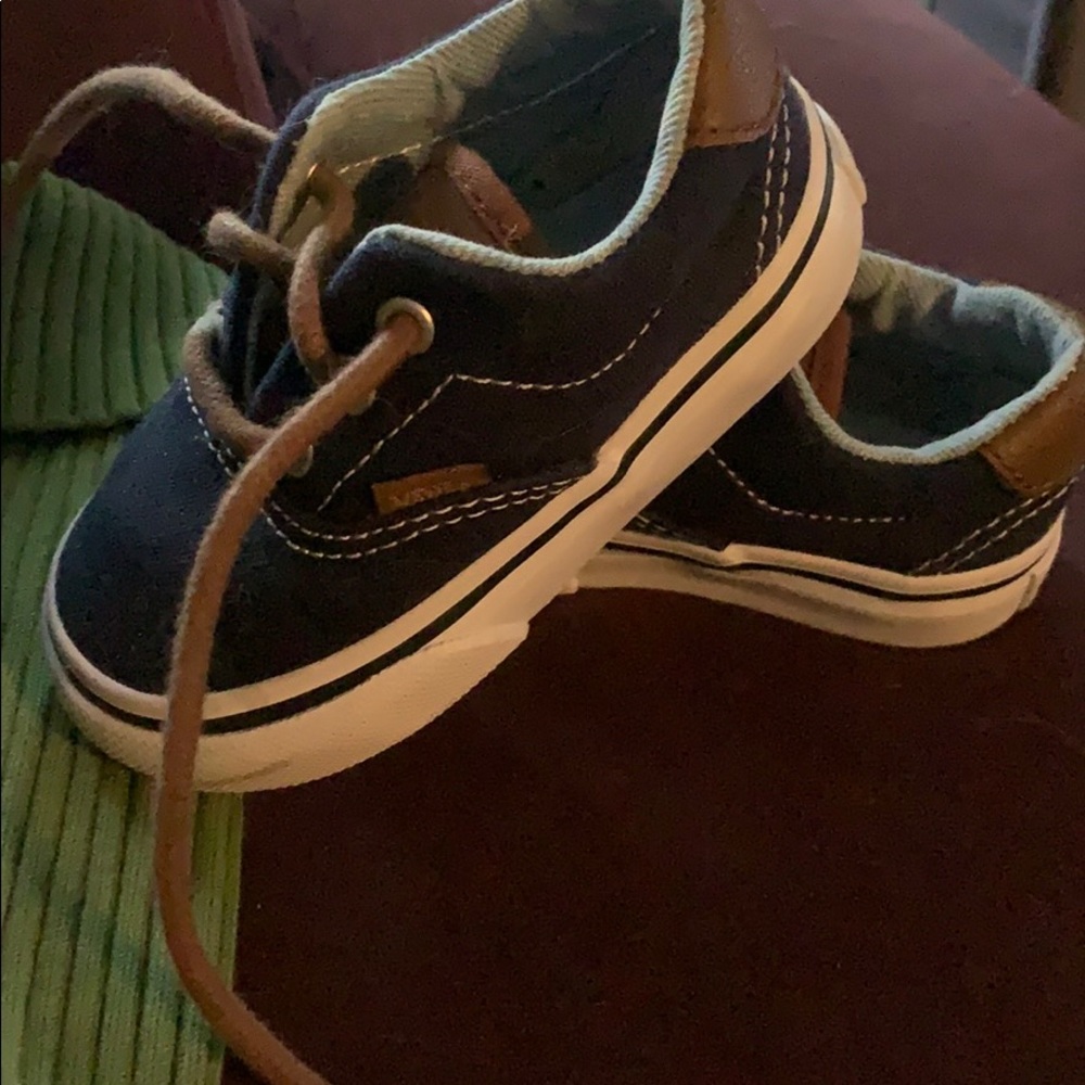 Navy and brown Vans